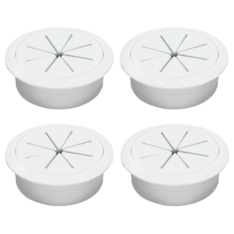 BOPOREAE Desk Grommet 2-1/16"" (53 mm), Desk Hole Cover for Cables White, Cable Grommet ABS Plastic, Desk Hole Grommet for Office and Home Table Cable, Detachable & Flexible Cable Cord Organizer-4 Pcs - Image 1